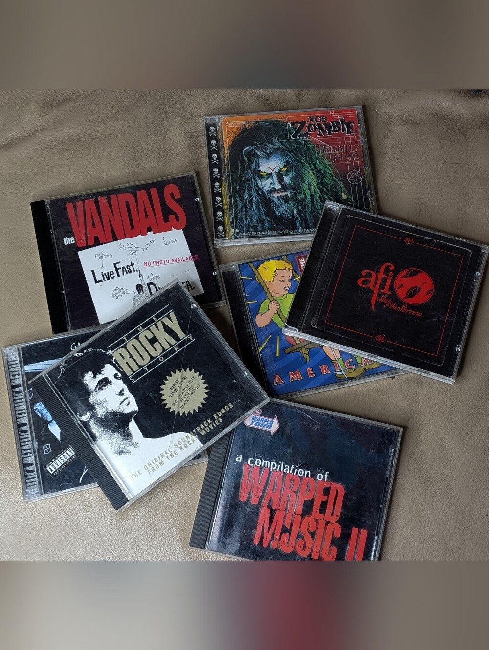 Assorted Rock EMPTY CD Cases with Inserts. Metallica, Rob Zombie, AFI, Vandals
